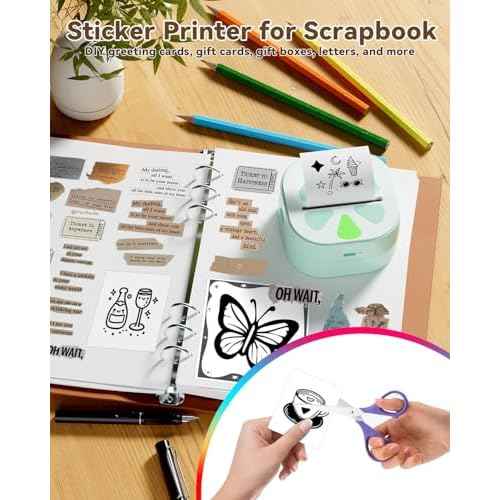 Sticker Printer - Mini Printer Bluetooth Portable Inkless Printer, Sticker Maker Machine with 3 Rolls Paper, Print Pods Thermal Printer for Study Notes, Photos, DIY, List, Work Plan, Gift