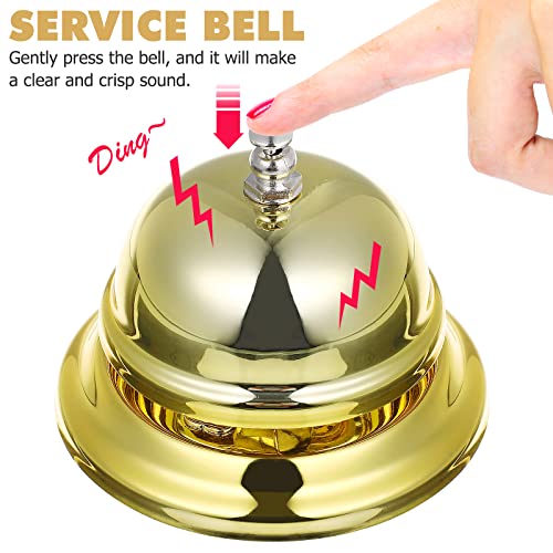 Gold Call Bell 3.35 Inch Service Desk Bell for Restaurant Hotel & Game Signaling