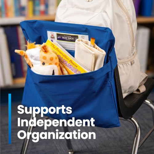Seat Sack Student Chair Storage Pocket - 17-Inch Blue Classroom Organizer