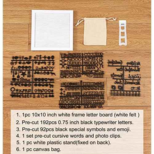 Letter Board Sign White Frame 10x10 - Felt Letter Board Baby Announcement Board with Typewriter Letters, White Letter Board Sign Board&Message Board with Stand and Canvas Bag.