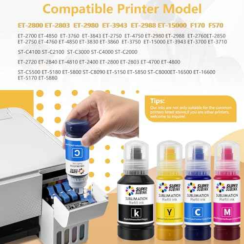 Sublimation Ink 502 522 Refilled Bottles for Ecotank ET-2803 ET-2800 ET-2840 ET-2850 ET-4800 ET-15000 Inkjet Printer Heat Press Transfer Ink