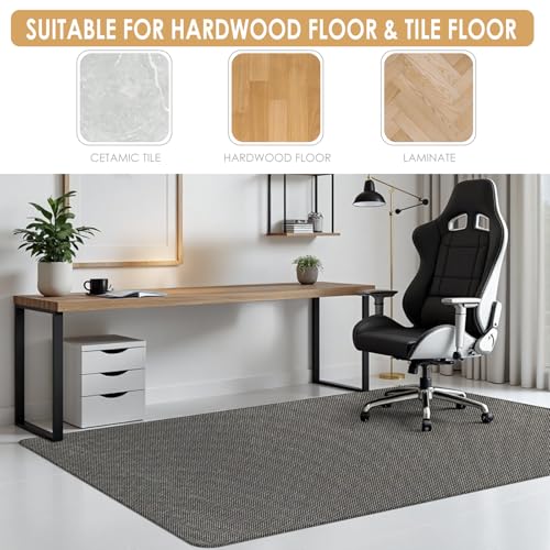 Kuyal Office Chair Mat for Hardwood Floor,44" x 58" Heavy Duty Desk Chair Mat for Office & Home, Anti Slip, Non-Curve Computer Chair Protector Mat, Light Brown
