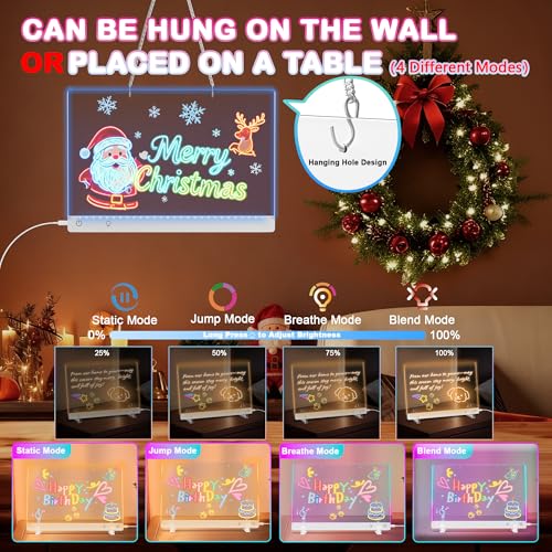 Gift4U White 14 x 13.7-Inch LED Drawing Board for Kids with 11 Light Effects