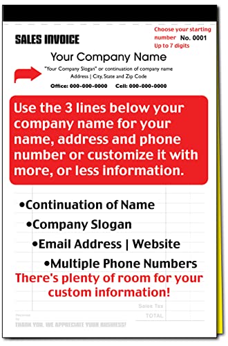 Custom Numbered Sales Invoice Books – 2-Pack, Personalized Duplicate Receipts