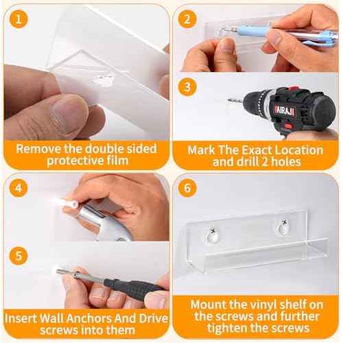 40 Pack Vinyl Wall Mount (4 Inch),Clear Vinyl Record Holder,Suitable for Music Stores, Music Schools, Personal Collectors to Hang Albums on the Wall and Decorate Home offices