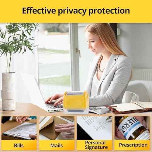 Identity Theft Protection Roller Stamps - Confidential Roller Stamp Including 6-Pack Refills, Anti Theft, Privacy & Security Stamp, Designed for ID Blackout Security