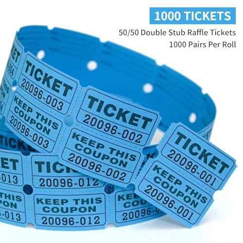 L LIKED Raffle Tickets Double Rolls 1000 Per Roll 50/50 Raffle Tickets for Events,Carnivals, Entry, Class Reward, Prizes(Blue)
