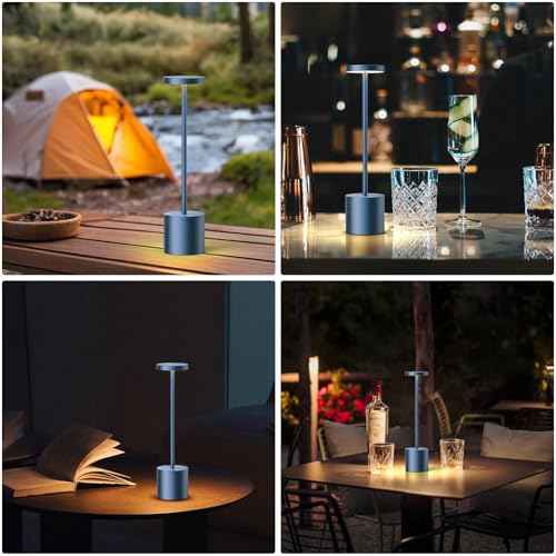 SAKRINGT Cordless Table Lamps Rechargeable,6000mAh Portable Battery Operated LED Table Light for Restaurant Outdoor Blue