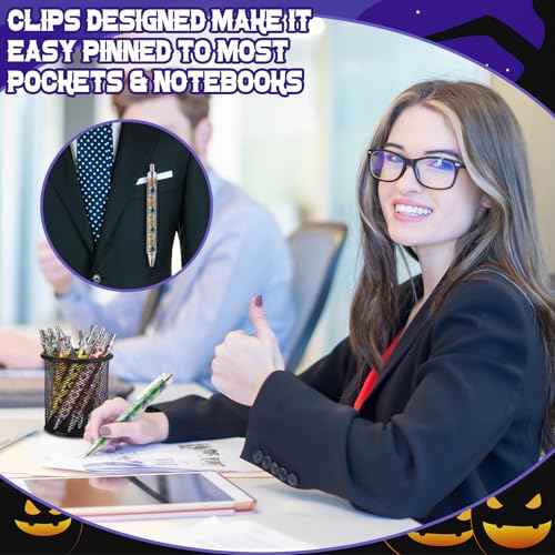 150 Pcs Halloween Pens Bulk Ghost Holiday Novelty Pens 0.5 mm Retractable Black Ink Decorative for Office School Party Favor Supplies Women Gift