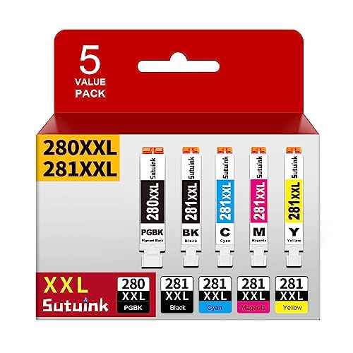 280 281 PGI-280XXL CLI-281XXL Compatible Ink Cartridge Replacement for Canon 280 281 XXL Ink to use with PIXMA TR8600 TS9500 TR8622 TR8622a TR8620 TS700 TS6100 TS6120 TR7520 TS6200 Printer (5 Pack)
