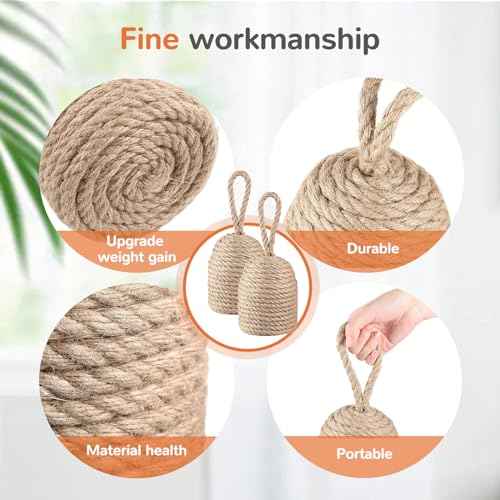 1 Pcs 2 Pcs Decorative Door Stoppers Natural 5.4lb Heavy Door Stop with Handle Weighted Doorstop Indoor Farmhouse Jammer Blocker Keeps Open Bookend Christmas Gifts (Wicker Jute)