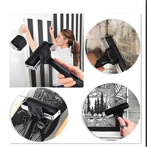 2 Pack Brayer Roller£¬Professional Rubber rolles £¬Handle Comfortable £¬for Crafting,Printmaking, Ink, Gluing and Stamping Tools £¨4+2.4inch£©Black