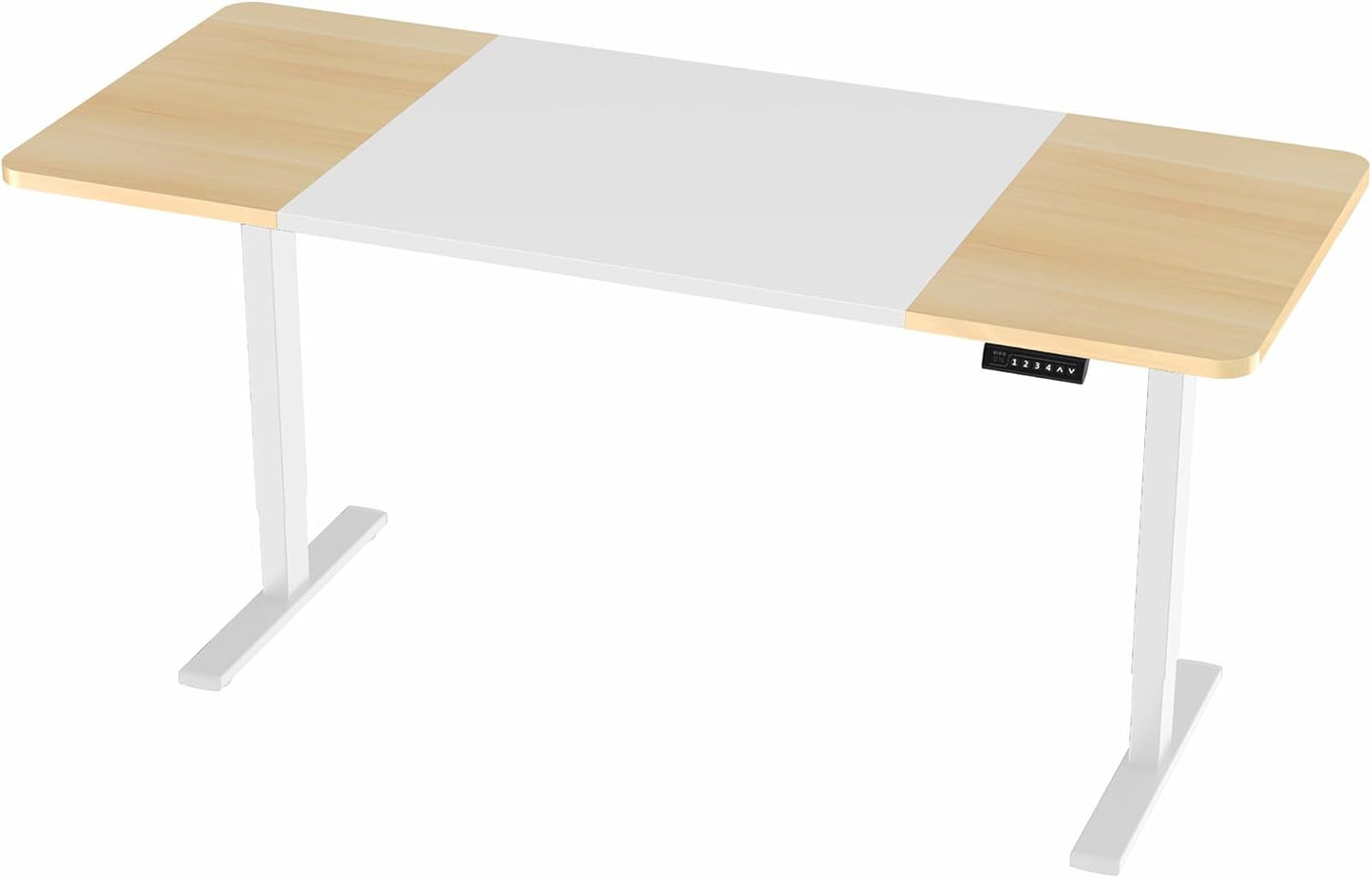 VIVO Electric Standing Desk - Memory Height Adjustment, 71 x 30 in, 220 lbs Capacity, White & Light Wood Top