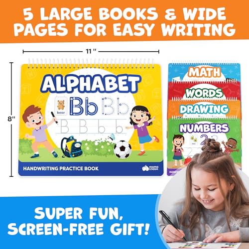 Kids Grooved Writing Practice Books Set with Magic Pens and Refill Pack