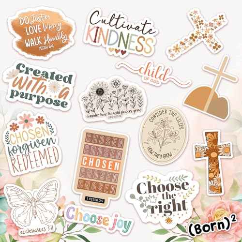 225 PCS Christian Bible Verse Stickers ? Inspirational Journaling & Study Stickers for Water Bottles, Laptops, Notebooks & Scrapbooking ? Waterproof