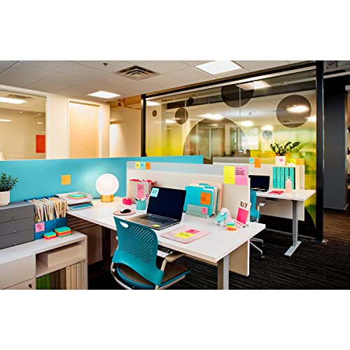 Post-it Super Sticky Notes, 24 Sticky Note Pads, 3 x 3 in., School Supplies, Office Products, Sticky Notes for Vertical Surfaces, Monitors, Walls and Windows, Supernova Neons Collection