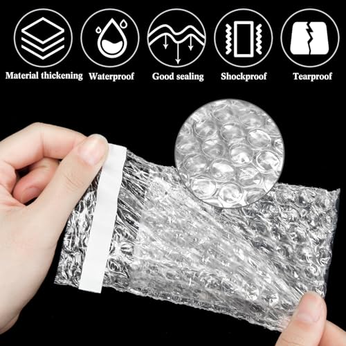 PerKoop Double Bubble Pouches 3.15 x 4 Inch, 200 Pack - Transparent Shipping Bags with Self-Adhesive Seal