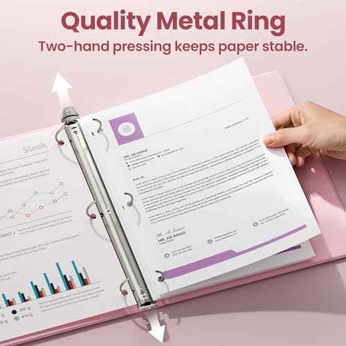 SUNEE 3 Ring Binder 1 Inch 1 Pack, Clear View Binder Three Ring PVC-Free (Fit 8.5x11 Inches) for School or Office Supplies, Pink