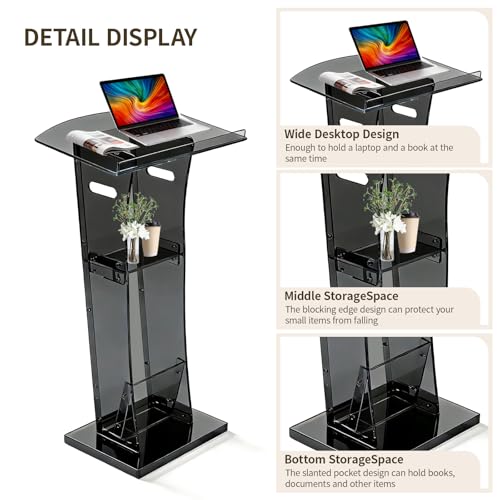 43" Black Translucent Acrylic Podium Stand | GRASS BROOK