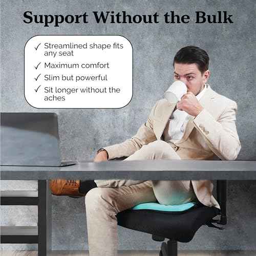 Gel Seat Cushion for Tailbone Support and Relief from Butt and Back Pain and Pressure - Cushions are Large Thick and Comfortable - Ideal for Office Chairs Driving Travel and Long Sitting