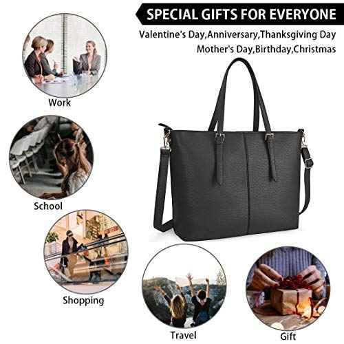 Laptop Tote Bag for Women 15.6 Inch Leather Computer Laptop Bag Office Work Bag