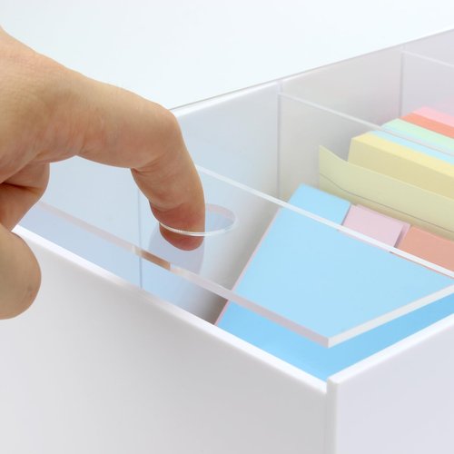 YINSHCO 3x5'' Index Card Holder, Acrylic Business Index Card Box with Dividers, Transparent Index Card Organizer Case File Note Flash Card Storage Case, 10''W x 6''D x 4''H