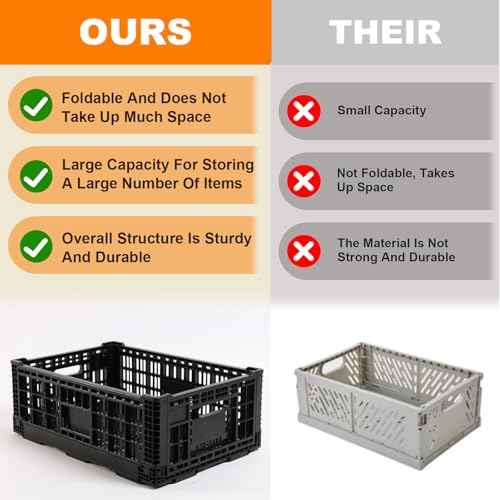 Collapsible Storage Bin Container£¬52 Liter Transfer heavy duty plastic storage box , Versatile Storage Basket milk crates (1)