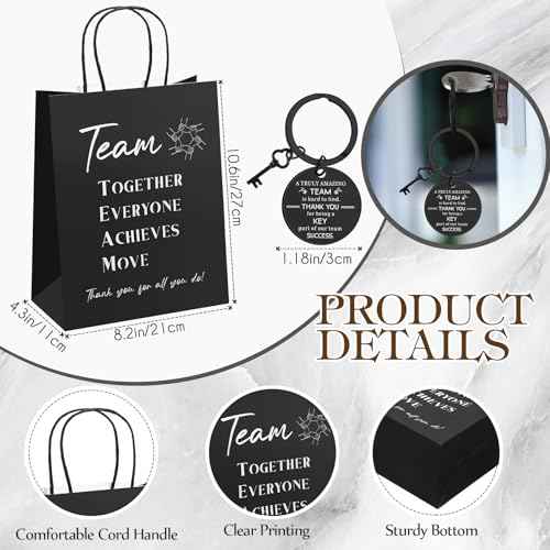 12 Set Employee Appreciation Gifts Bulk Inspirational Gifts Team Gift Bag PU Leather Notepad Holder with Pen Holder Team Keychain Ballpoint Pen Bulk Gifts for Colleagues Employees(Team)