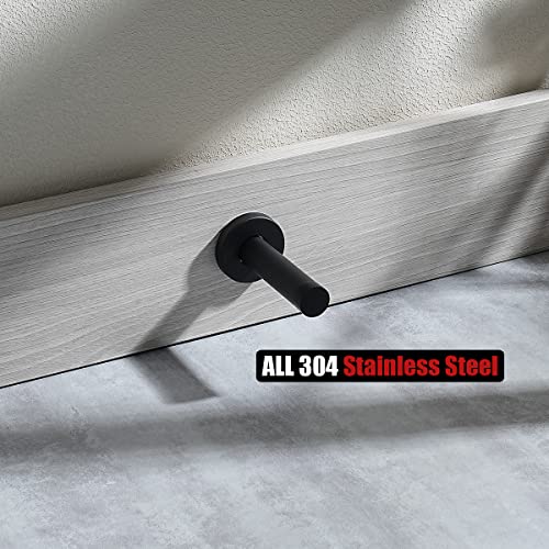JQK 2 Pack Black Stainless Steel Door Stopper 3.54 Inch Wall Protectant Sound Dampening Bumper