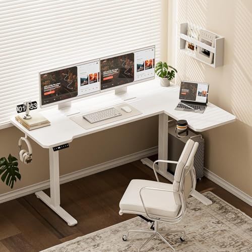 Acrolix Reversible L-Shaped Electric Standing Desk 59x40 Inch with Height Adjustment