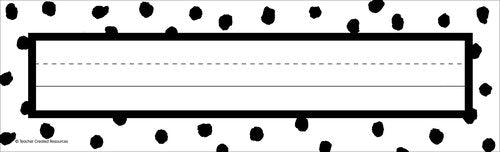Teacher Created Resources Black Painted Dots On White Name Plate, 11.5 * 3.5 inches, Black & White