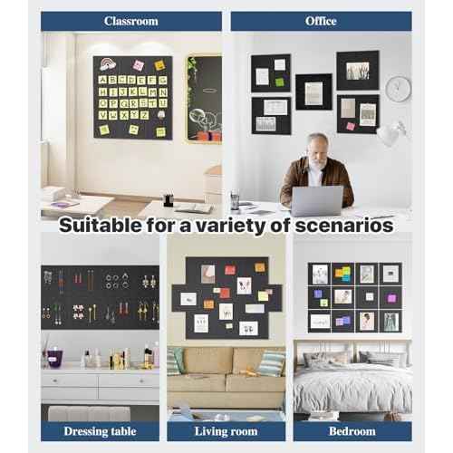 Large Cork Board for Walls - 12 Packs Bulletin Board,48"x36" Cork Board Felt Wall Tiles for Home, School & Office Decor Pin Board,Cork Felt Board DIY Vision Board -Black