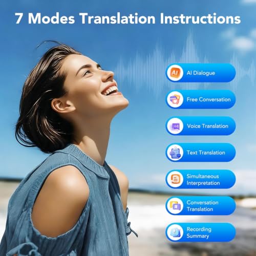 Taopodo Classic Black Open-Ear Bluetooth Headphones with AI Translation, 50H Playtime
