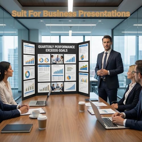 VinTS 4 Pack 36x48 Black Trifold Poster Boards for Presentations and Displays
