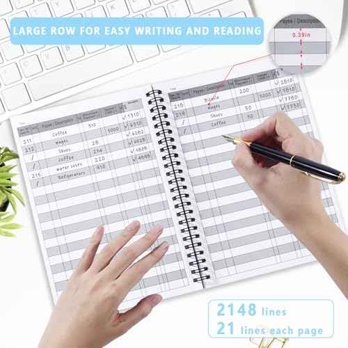 CASMONAL A5 Big Checkbook Register, Check Registers for Personal, Check Book Register & Debit Card Transaction Notebook, Checking Account Register, Business Ledger, Cash Log & Expense Tracker, Black