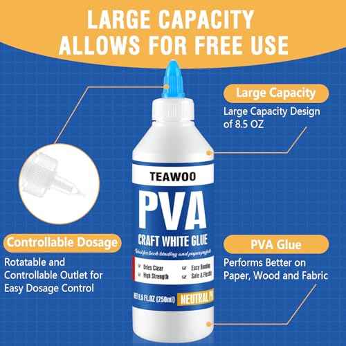 Book Repair & Binding Glue Kit ? 8.5 Oz + 2¡¿1.35 Oz Acid-Free PVA Adhesive ? Neutral pH, Dries Clear & Flexible for Books, Crafts, Collages & Paper Art, Used for Bookbinding and Book Repair