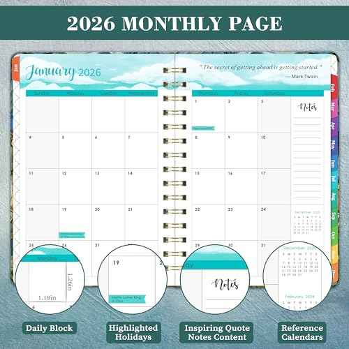 2026 Planner - Planner 2026, Jan. 2026 - Dec. 2026, 2026 Planner Weekly and Monthly with Tabs, 6.3" x 8.4", Hardcover with Back Pocket + Twin-Wire Binding - Oil Painting