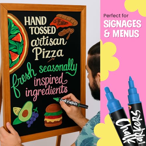 Chalkola Dual Tip Liquid Chalk Markers for Blackboard - (30 Pack, 1mm Fine Tip +5mm Bold) | Wet Erase, Erasable Chalkboard Markers, Chalk Pen for Signs, Car Windows, Wall Calendar, Glass, Board