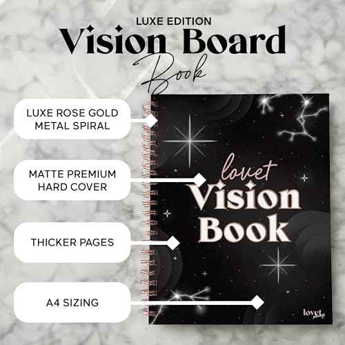Vision Board Book LUXE - Journal with Integrated Vision Boards, Categorized Dreams, and Gratitude Rituals - Black