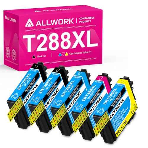 5 Packs Remanufactured T288XL Ink Cartridges Replacement for Epson 288XL T288XL 288 T288 High Yield Ink for Expression XP-430 XP-434 XP-440 XP-446 XP-340 XP-330-2 Black1 Cyan1 Magenta1 Yellow