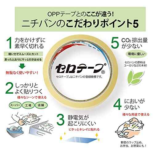 Nichiban LP-18 Cellophane Tape, Large Roll, El-Pack, 12 Rolls, 0.7 inches (18 mm) x 12.8 ft (35 m)