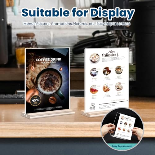 NICELINK 15 Pack Vertical 5x7 Acrylic Sign Holders Double Sided Table Menu Displays