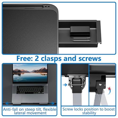 Potuopy Black Adjustable Laptop Lap Desk with Storage & Foldable Bed Tray