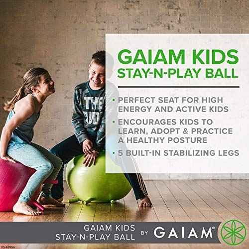 Stay-N-Play Children's Balance Ball - Flexible School Chair Active Classroom Desk Alternative Seating Built-In Stay-Put Soft Stability Legs, Includes Air Pump