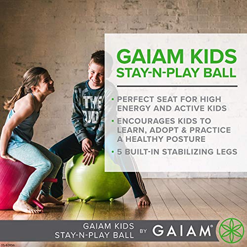 Gaiam Kids Stay-N-Play Balance Ball Chair 52cm Grey with Built-In Legs