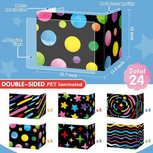 24 Pcs Inspirational Privacy Folders for Students Privacy Boards Cardboard Desk Divider Classroom Waterproof Testing Divider Bulk for School Teacher Home Focus Study Supplies (Chalkboard)
