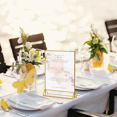Acrylic Sign Holder 8.5X11 Clear Sign Holder,Double Sided Flyer Holder, Table Menu Holder Display Stand for Wedding Table Number (6pcs)