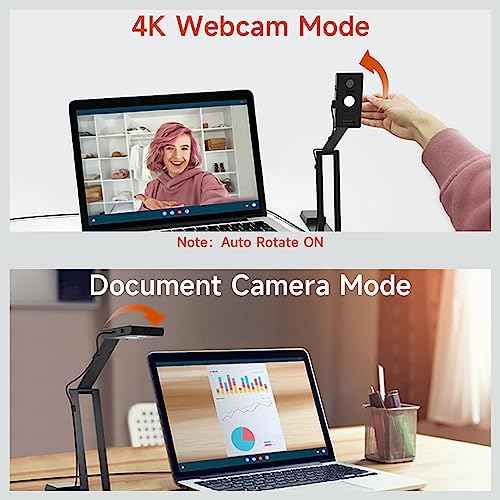 VIISAN VS13AI USB Document Camera with AI-Noise Reduction Mic, 13MP 4K Ultra HD A3-Size Capture, Dual-Mode Autofocus, LED Light, Foldable for Web Conferencing, Live Demo, Compatible macOS & Windows