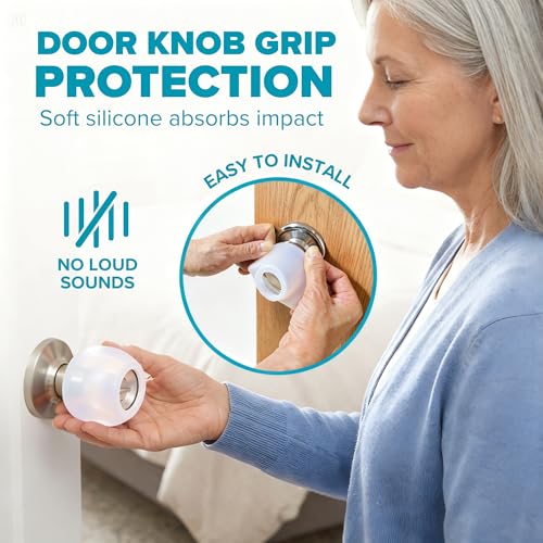 STRONGEST HOME Silicone Door Knob Cover & Wall Protector, Clear, 2 Pack (2 Covers)