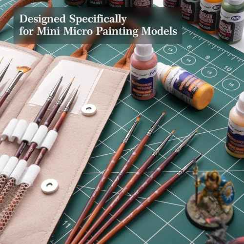 Golden Maple Fine Miniature Paint Brushes ? Professional Micro Detail Brush Set for Models, Tabletop Gaming & Fine Art ? Portable Travel Case, Acrylic/Watercolor/Oil